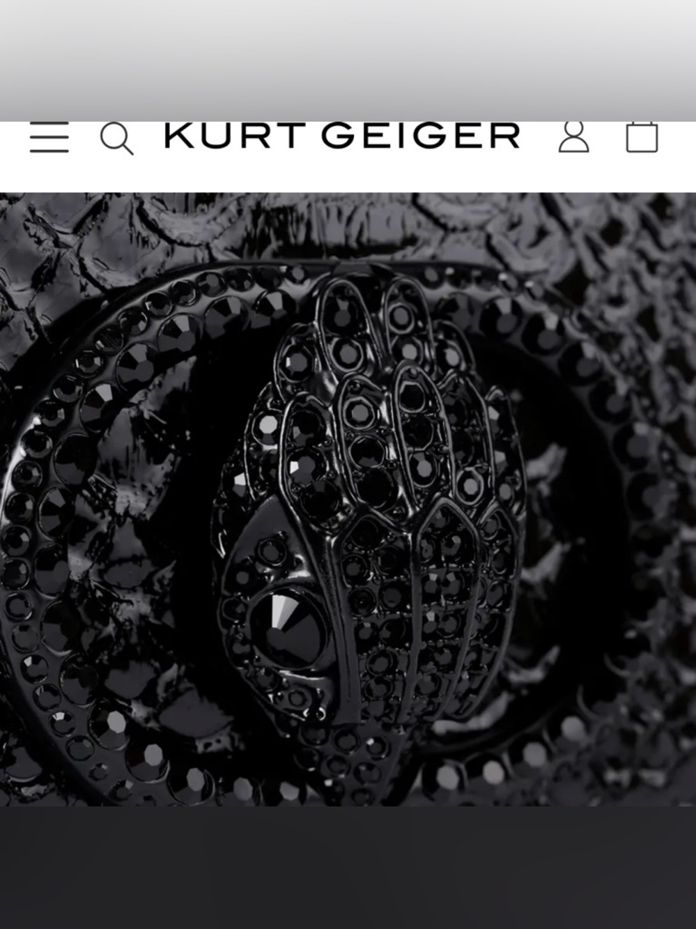 Kurt Geiger Black Embellished Snake Print Crossbody Bag